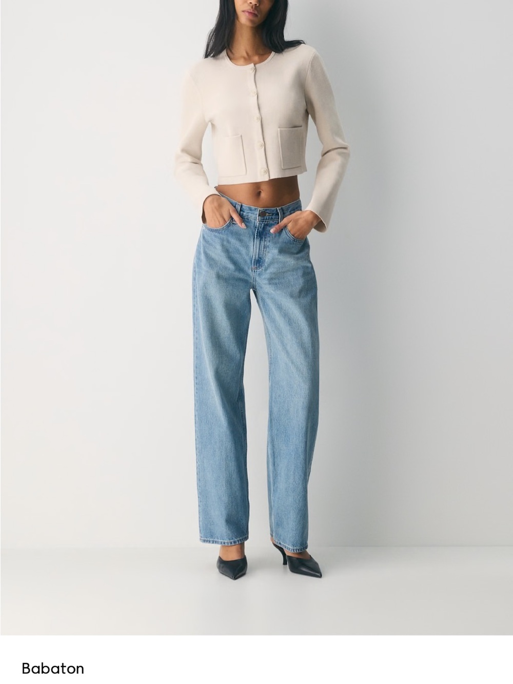 Babaton Notable crop cardigan, XS, cream, like new